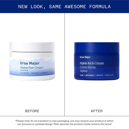 Ursa Major Alpine Rich Cream - Deeply Hydrating Natural Face Lotion | Supports Skin Barrier & Targets Fine Lines | Vegan & Cruelty-Free | 1.69 oz