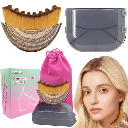 Lymphatic Contour Face Brush - Manual Lymphatic Drainage Massager for Facial Sculpting & Glowing Skin; Ergonomic Waterproof Brush for Morning De-Puffing, Travel Skincare Tool, Ideal Gift for Her