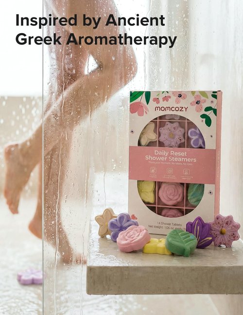 Momcozy 14-Pack Shower Steamers with 7 Floral Scents, Valentine’s Day Self Care Gifts for Her, Wife, Girlfriend & Mom, at-Home Spa Aromatherapy for Daily Showers, Stress Relief