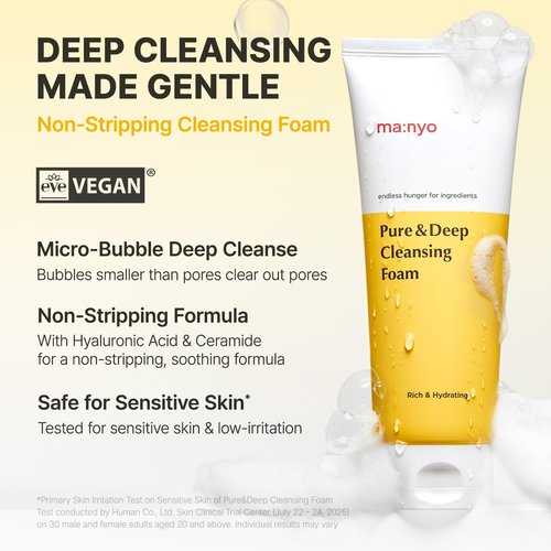 MANYO Pure Cleansing Foam - Deep Facial Cleanser for Pores & Blackhead Removal | 6.7 fl oz (200ml)