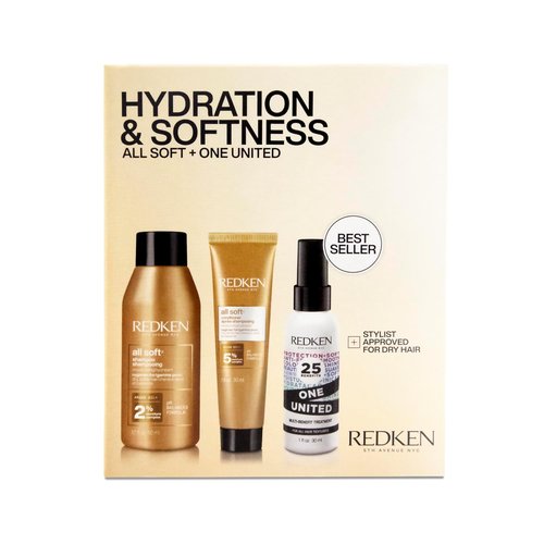 Redken All Soft Mini Kit - Moisturizing Shampoo, Conditioner & Leave-In Treatment with Argan Oil | Travel Size for Soft, Hydrated Hair