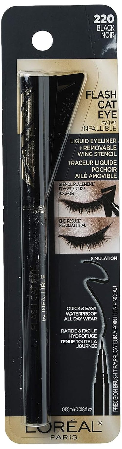 L'Oreal Paris Infallible Flash Cat Eye Liquid Eyeliner - Waterproof, Black, 0.44 oz.