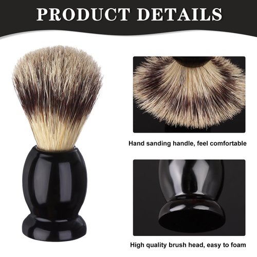 7Pcs Men Shaving Brushes Wood Handle, Professional Salon Tools Hand Crafted Shaving Brush Wood Handle Shave Brushes Handmade Pure Badger Hair Brush for Men Beard