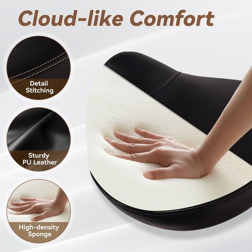 Saddle Stool Heavy Duty 400lbs - Ergonomic Thick Saddle Seat Cushion, Easy Height Adjustable, Healthy Posture No Pain, Smooth Rolling No Creaky Noises, Rolling Saddle Stool Chair with Wheels (Black1)