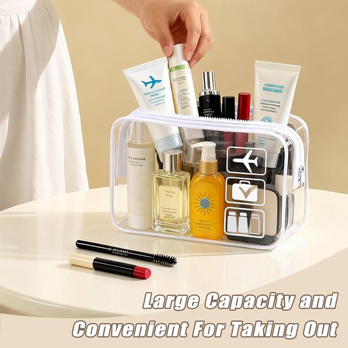 GEPAPE TSA Approved Clear Travel Toiletry Bag, Makeup Cosmetic Bag for Women Men 20 Packs (White)