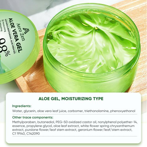 Organic Aloe Vera Gel for Face & Body Made within 12 Hours of Harvest, 98% Pure Aloe Vera Gel for Skin,Scalp,& Hair, Soothing Aloe Face Moisturizer,Multipurpose Skin Care（10oz）