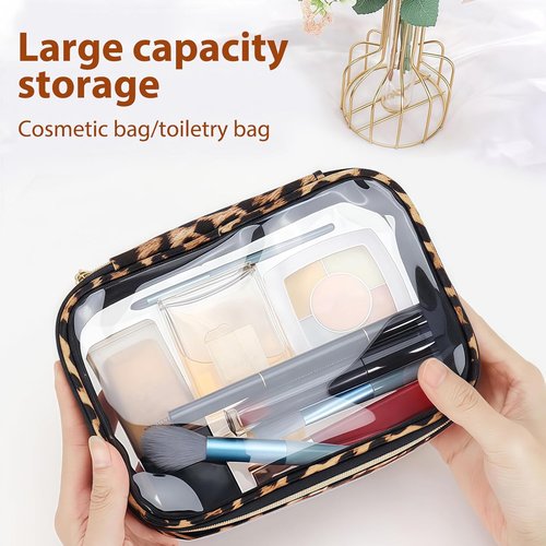 Skiennix Clear Makeup Bags - TSA Approved Travel Toiletry Set | 3-Pack (Large, Small & Mini) Waterproof Organizer