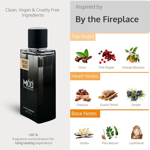 Fireside Embers Perfume - Unisex Long-Lasting Woody Fragrance | Extrait De Parfum 50ml