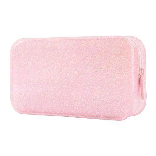 Case-Mate Jelly Makeup Bag - Waterproof Travel Cosmetic Organizer - Small Ballet Pink Zipper Pouch for Essentials