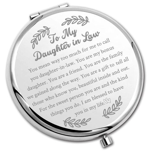 PLITI Daughter in Law Compact Mirror From Mother In Law Father In Law To My Daughter in Law Wedding Pocket Mirror (Daughter in Law CM)