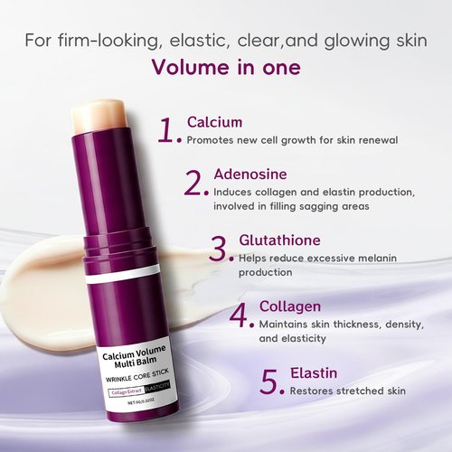 Cementerre Calcium Multi Balm Stick, Korean Calcium Volume Multi Balm, Collagen Moisturing Stick, Anti-aging, Wrinkles, Sagging, Hydrating, Firming Skin, Suitable for Eyes, Face & Neck-Rose red
