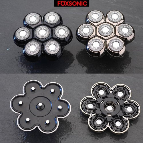 FOXSONIC Magnetic 7 Blades Head Shaver Replacement Blades for head Shaver and Other Brands Head Shaver (CX7 Silver)