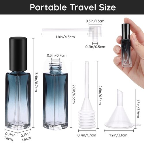 Segbeauty Travel Perfume Bottle Set - 5 Refillable 10ML Mini Glass Containers with Funnel & Pipette