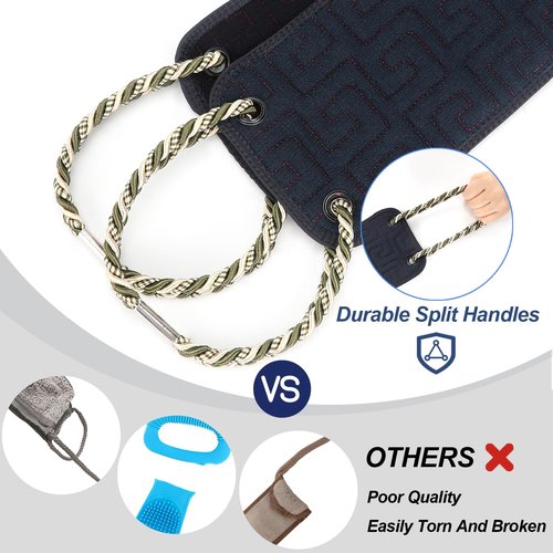 dodiff Exfoliating Back Scrubber for Shower, Double-Sided Widened Back Scrub Washcloth with Handles for Use in Shower, 39 Inches Body Exfoliator Bath Tool to Clean Your Body Deeply for Men & Women