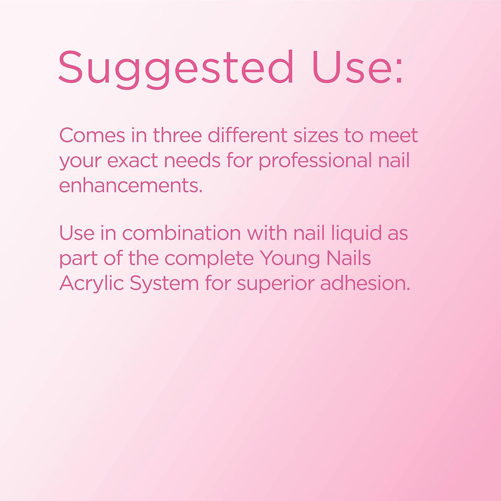 Young Nails Acrylic Core Powder - Professional Self-Leveling Nail Powder in Clear, Nude, Pink & White | 85g