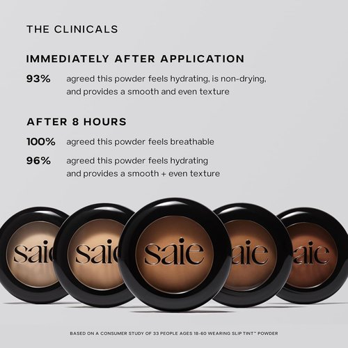 Saie Slip Tint Baked Setting Powder - Translucent Face Makeup for Natural Radiance - Light to Medium (0.24 oz)