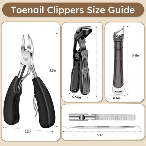 Professional Toenail Clippers for Thick Nails for Seniors,Large Angled Head Toe Nail Clippers with Wide Opening Catcher, Eagle Beak Nail Clippers for Ingrown Toenail,Slanted Nail Cutters for Men Women