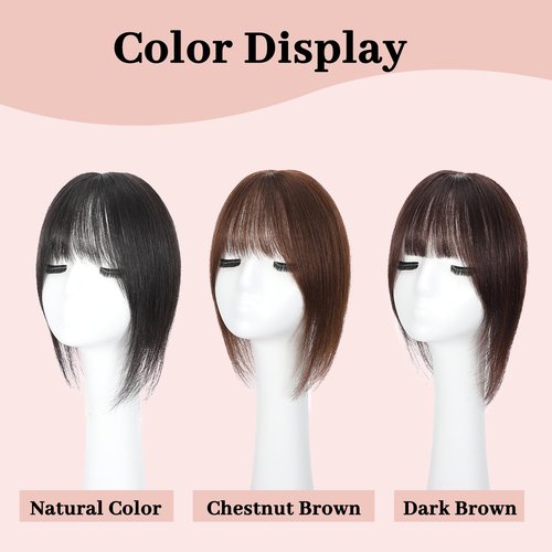 Matriarchs Hair Toppers For Women Real Human Hair,12inch Wispy Clip In Bangs Toppers Hair Pieces For Women With Thinning Crown, 360°3D Cover Realistic Scalp Line Hairpieces (Dark Brown)