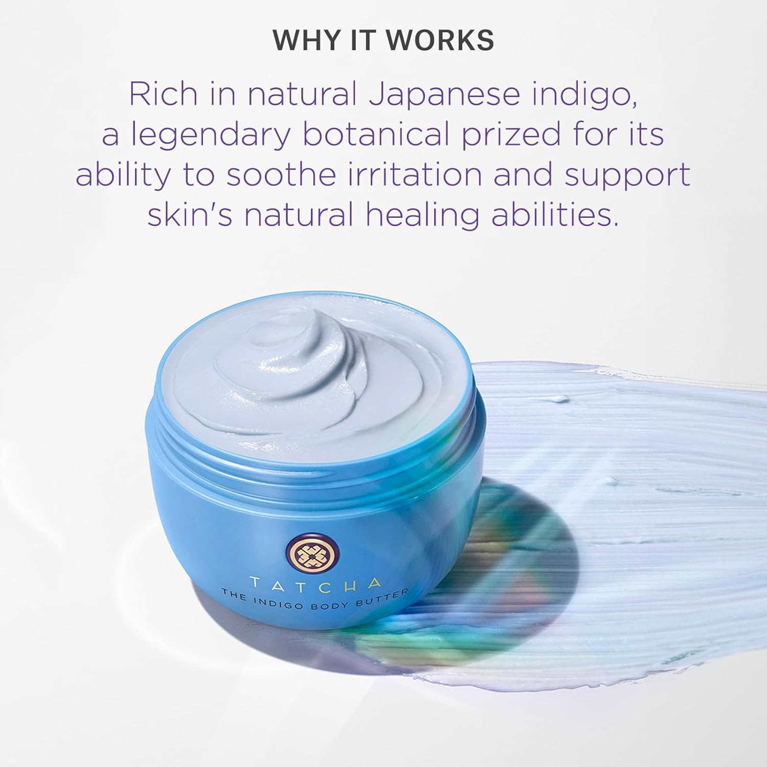 TATCHA Indigo Body Butter - Soothing Silk Cream for Dry Skin & Eczema Relief | 200 ml | 6.8 oz