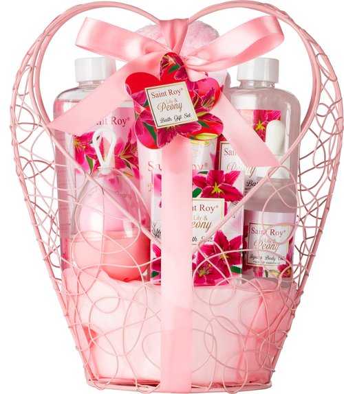 Valentines Day Gifts Basket Christmas Gifts for Women Spa Set Lily & Peony Home Spa Set, Beauty Personal Care Set Jojoba Oil, Spa Self Care Kit, Bath Body For Thank You, Birthday Gifts