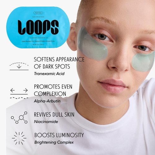 LOOPS Hyper Smooth Eye Hydrogel Eye Masks, Hydrate, Nourish and Help Reduce Dark Circles for Refreshed Eyes - Reduces Signs of Puffiness and Fortify Your Eyes - Moisturizing Under Eye Patches - 5pc