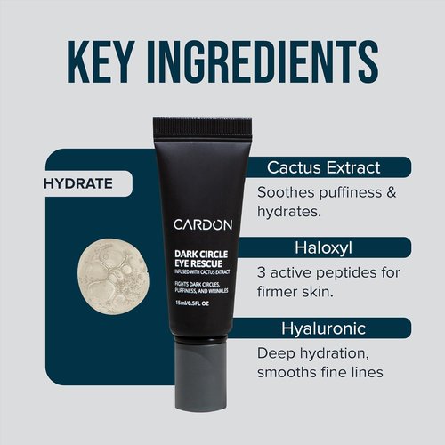 Cardon | Dark Circle Rescue Eye Roller | Reduces Puffiness & Wrinkles | Peptides, Niacinamide, Hyaluronic Acid