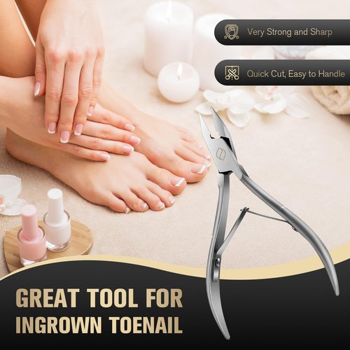 FERYES Ingrown Toenail Clippers Straight Blade Toe Nail Clippers for Thick Nails for Seniors, Stainless Steel Nail Clippers for Thick Toenails - Ultra-Slim 16mm Blade Fingernail Clippers