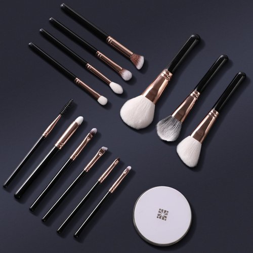 13 Piece Black Makeup Brushes, Face and Eye Makeup Brush Set Ultra Soft Goat Hair&Synthetic Bristles for Powder, Concealer, Blush, Contouring, Blending, Eyeshadow Kits for Beginners, Pros and Artists