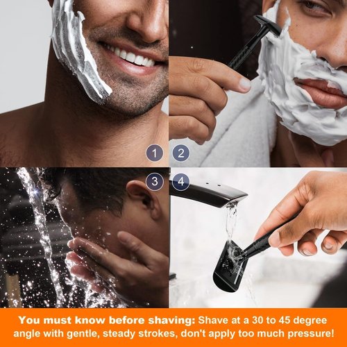 THURLADY Matte Black Safety Razor - Single Blade Razors for Men - Reusable Metal Razor, with 5 Stainless Steel Double Edge Blades, Smooth Close Shave, Sustainable, Plastic Free