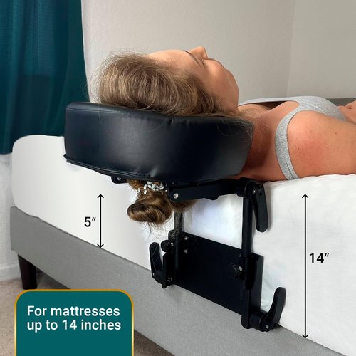 EASY SPA Home Mattress Top Massage Kit Adjustable Headrest with PU Face Down Pillow, Face Cradle for Massage Table, Massage Equipment (Black)