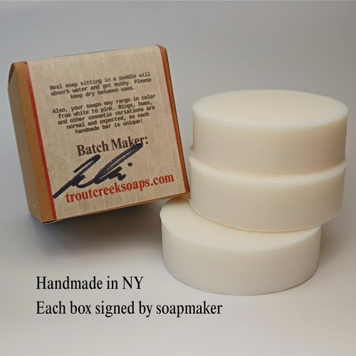 troutcreeksoaps® Traditional Lard Soap, 3 Bars | Natural, Unscented & Biodegradable | Handmade with Just 3 Simple Ingredients | Pig Tallow Bar Soap Made in the USA