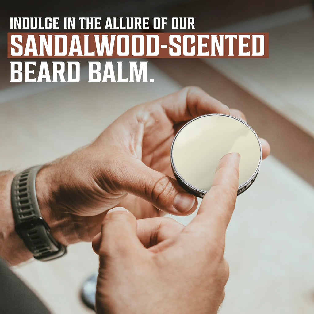 Viking Revolution Sandalwood Beard Balm - Beard Butter with Argan Oil, Beard Softener for Men with Jojoba Oil - Beard Moisturizer for Men with Beeswax - Beard Wax for Men (2oz, 1 Pack)