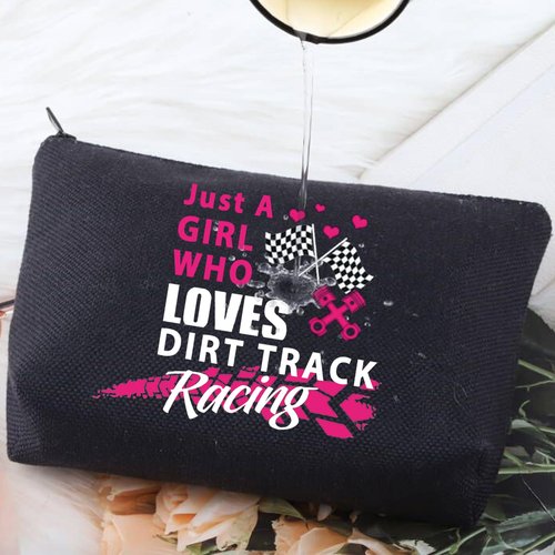 G2TUP Racing Lover Gifts Dirt Track Racing Makeup Pouch Just A Girl Who Loves Dirt Track Racing Racer Zip Pouch (Racing Lover makeup bag)