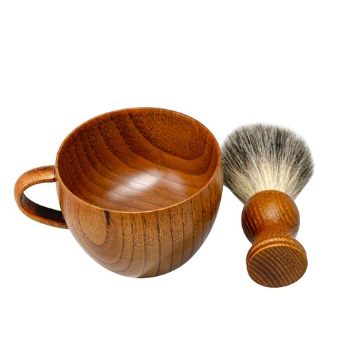 Grandslam Shaving Brush Set Pure Badger Hair Shaving Brush with Solid Wood Handle and Wooden Shaving Soap Bowl for Men Easy to Lather Fits Wet Shaving…