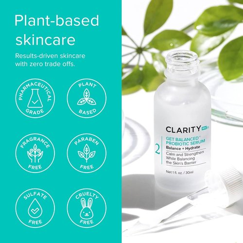 ClarityRx Probiotic Hydrating Face Serum - Natural Skin-Balancing Treatment with Hyaluronic Acid & Antioxidants for Normal & Aging Skin