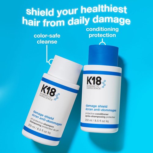 K18 Damage Shield Wash Care Set - Full-Size Color-Safe Shampoo & Conditioner | Reduces Frizz, Protects Hair Health