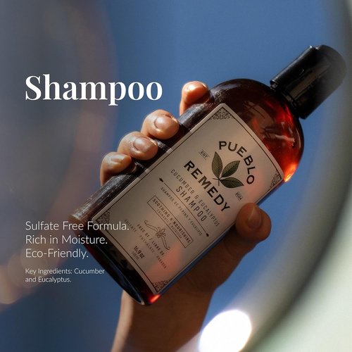 Pueblo Remedy Shampoo - Cucumber & Eucalyptus | Soothing, Nourishing Vegan Hair Care, 16.9 Oz