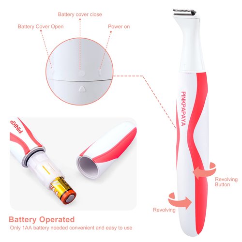 Pinkpapaya Electric Bikini Trimmer for Women,4 in 1 Electric Shaver,Bikini Line Hair Removal and Facial Hair Remover,Face Razors & Nose Hair Trimmer,Women's Grooming Kit,Tomato/p9k8