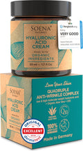 Soena Hyaluronic Acid Cream + Q10 - Quadruple Anti-Wrinkle Complex - Anti-Aging - Day & Night Cream - Highly Dosed Moisturizing Cream - For Face & Decollete