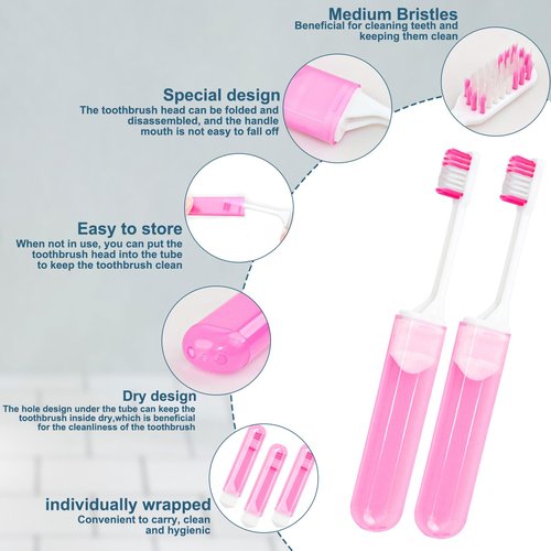 Travel Size Toothbrush Bulk Disposable Toothbrushes Individually Wrapped ,Mini Toothbrush With Toothbrush Cover Folding Toothbrushes Camping Toothbrush for Camping,Hiking,Traveling,School (30)