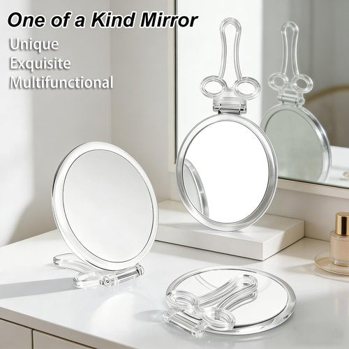 AMISCE Magnifying Hand Mirrors with Handle - Double Sided Handheld Mirror with 1X 40X Magnification, Portable Travel Folding Hand Held Mirror, Pedestal Makeup Vanity Mirror, Girl Women Mother's Gift