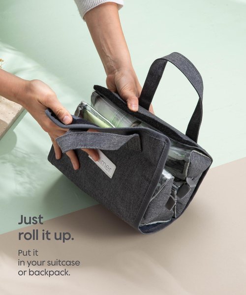 eldimer Small Roll Up Toiletry Bag for Traveling Women - Travel Makeup Bag with 4 Removable Compartments - Hanging Toiletry Bag - Cosmetic Travel Bag - Medicine Bag - TSA Approved Toiletry Bag
