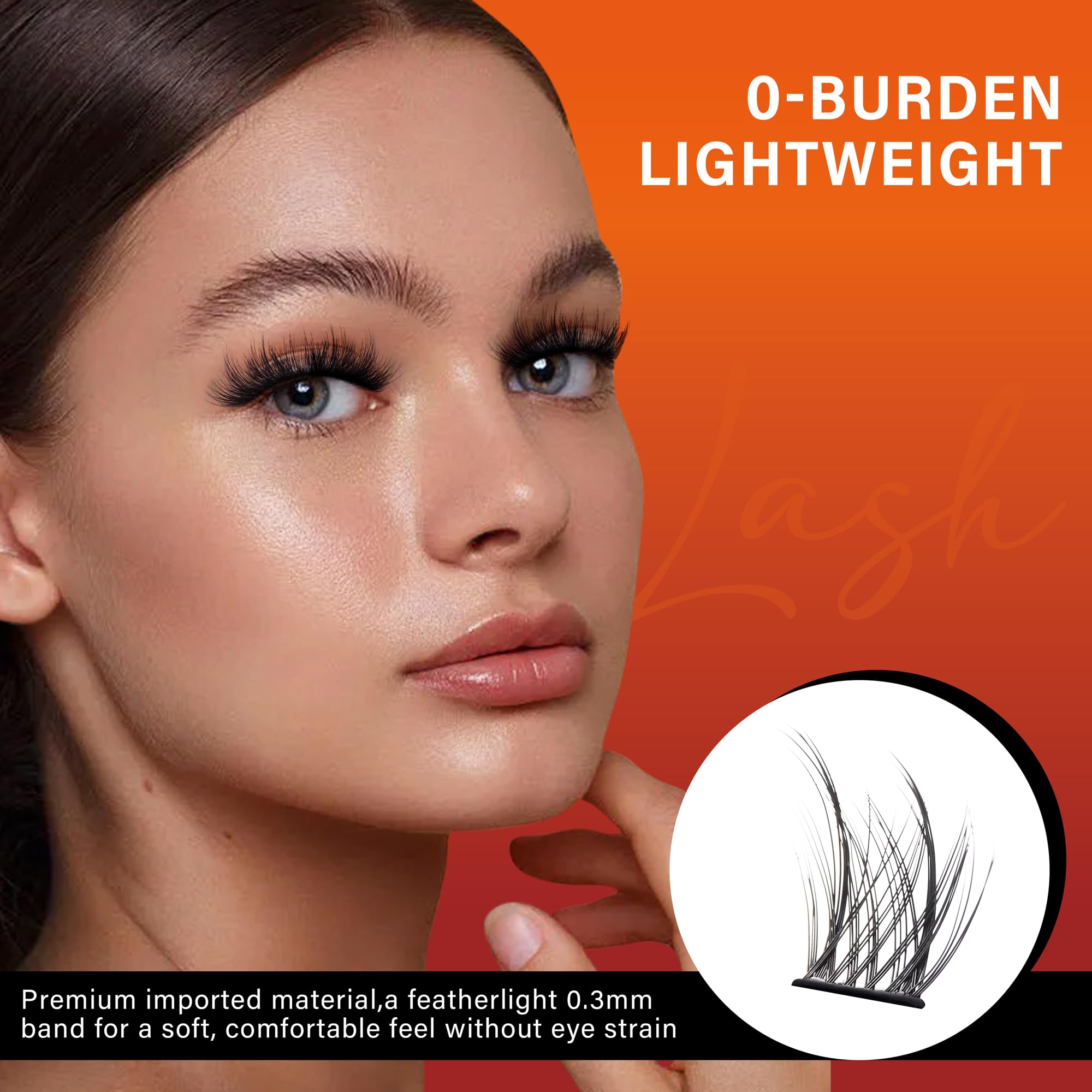 VYRILA Lash Cluster 144pcs Individual Lashes,8-16mm Diy Lash Extension,C Curl Lash Clusters Wispy,3D Natural Lash Clusters Look Like Eyelash Extension DIY at Home (Orange Spirit-C-8-16mix)