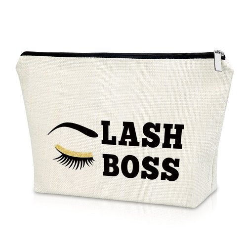 Sazuwu Lash Boss Beauty Lashes & Makeup Bag - Eyelashes Artist Gift & Cosmetic Bag - Graduation & Birthday Gifts for Her - Travel Pouch