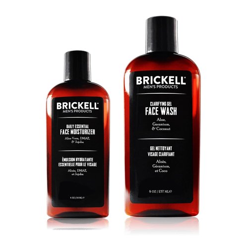 Brickell Men's Skincare Gift Set - Daily Essential Face Care Routine with Gel Cleanser & Moisturizer