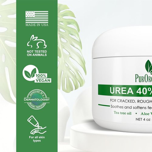 PurOrganica Urea 40% Foot Cream - Intensive Repair for Dry, Cracked Heels & Calluses | Made in USA