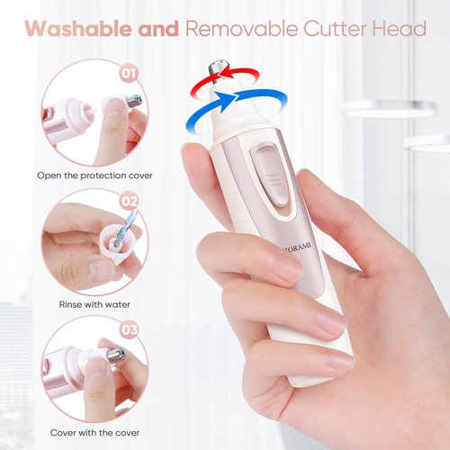 Ear and Nose Hair Trimmer Clipper - 2026 Professional Painless Eyebrow & Facial Hair Trimmer for Men Women, Battery-Operated Trimmer with IPX7 Waterproof, Dual Edge Blades for Easy Cleansing Rose Pink