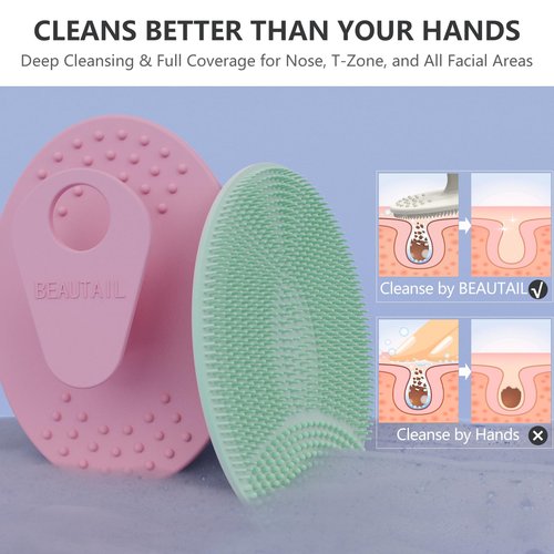 Face Scrubber 6 Pack, BEAUTAIL Silicone Manual Facial Cleansing Brush for Men Women, Gentle Face Scrubber Exfoliator, Skin Care Exfoliating Face Brush