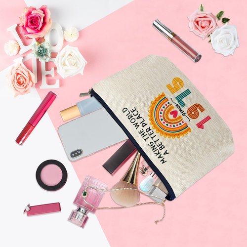 ancpeany Happy 50th Birthday Gifts for Women Her, 50th Birthday Decorations Makeup Bag, Best 1975 Anniversary 50 Year Old Gift Ideas for Wife, Mom, Mothers Day, Christmas, Cosmetic Travel Pouch