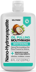 Nano-Hydroxyapatite Oil Pulling Whitening Mouthwash for Teeth and Gums, Natural & Organic, Whitens Teeth, Strengthens Enamel, Fights Bad Breath & Plaque – Smooth & Non-Greasy – for Adults & Kids 8oz